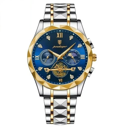 Montres pour hommes Poedagar Chronograph squelette bleu à remontage automatique